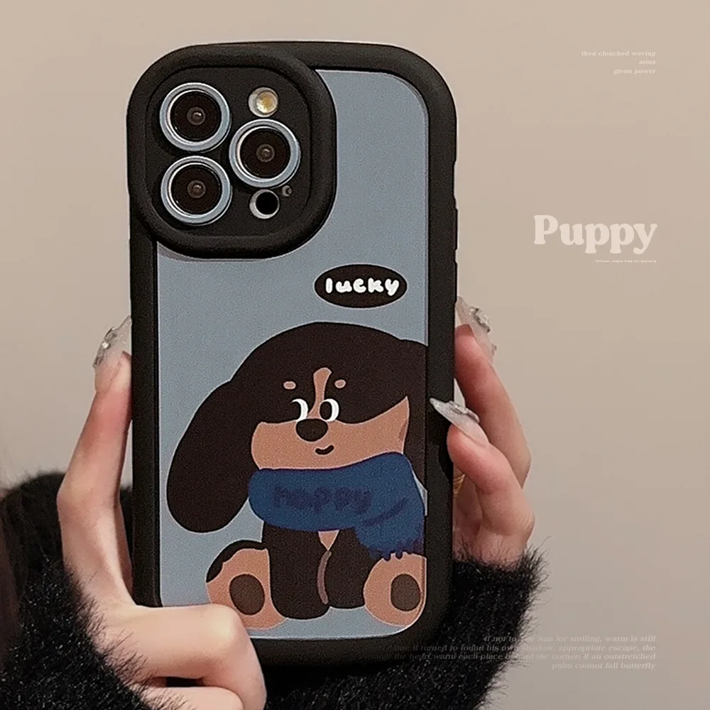 z kreskówkową psem i szczeniaka Silikonowe etui na telefon do iPhoneɺ 15 Pro Max Etui 11 12 13 14 X XS XR 7 8 Plus SE Wstrząsoodporna miękka
