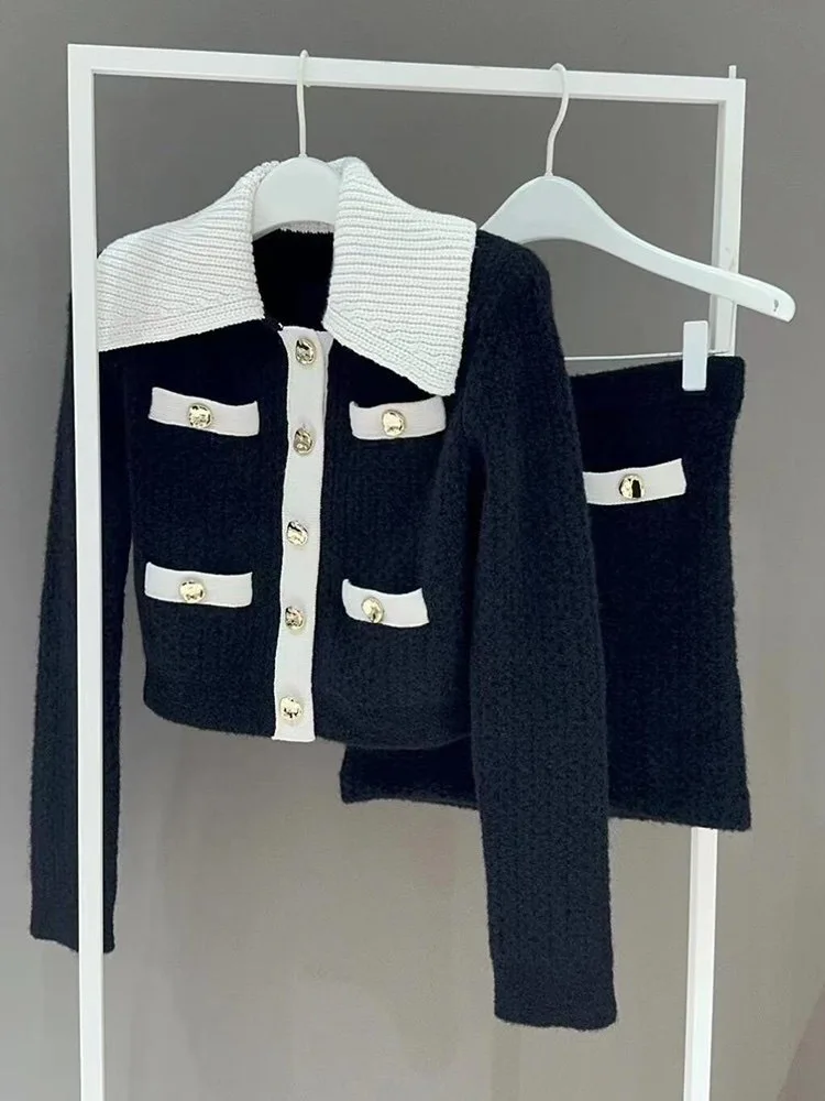 Комплекты из 2 предметов женская одежда 2024 роскошный черно-белый дорожный костюм