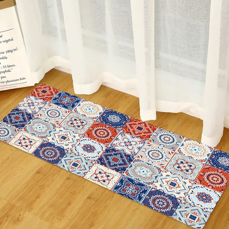 

3d Carpet for Kitchen Rug Modern Floor Mat Mats Kawaii Retro Cushioned Runner Bath Long Traditional Washable Light Flower Fabric