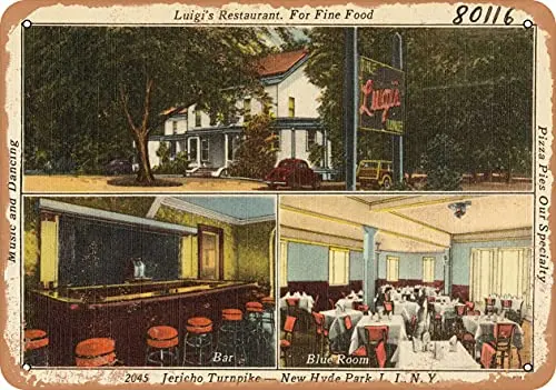 Металлическая открытка с изображением Нью-Йорка-Ресторан Луиджи. Для изысканной