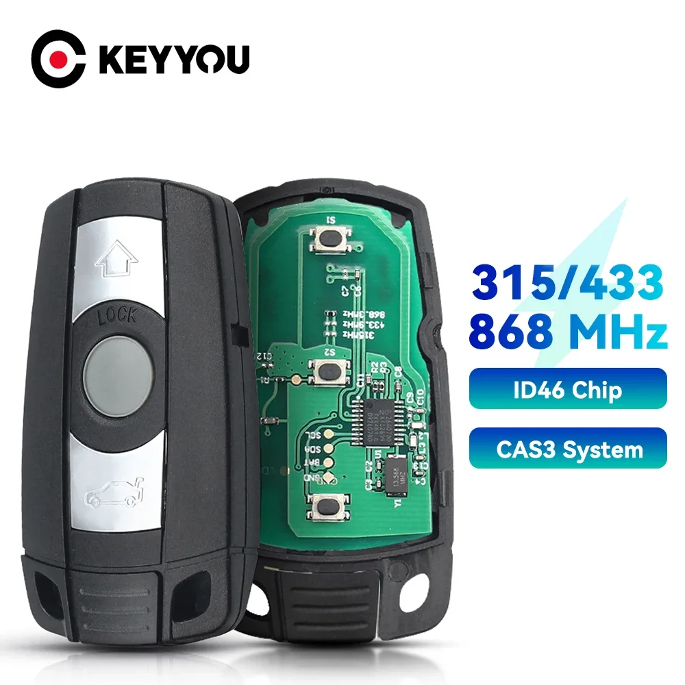 Keyyou 3 Упаковки Умных Автомобильных Дистанционных Ключей 315/433/868 Мгц Для Bmw E60 E61 E70 E71