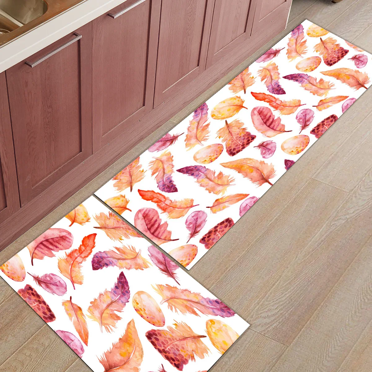 

Feather Bird Egg Oil Painting 2Pcs/Set Long Kitchen Mat Anti-slip Area Rugs for Living Room Balcony Bath Carpet Set Doormats