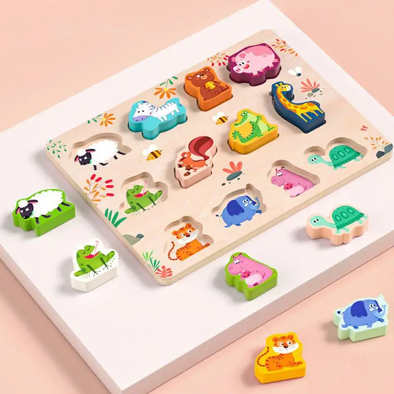 Деревянная головоломка животные транспорт фрукты сортировщик цветов и форм