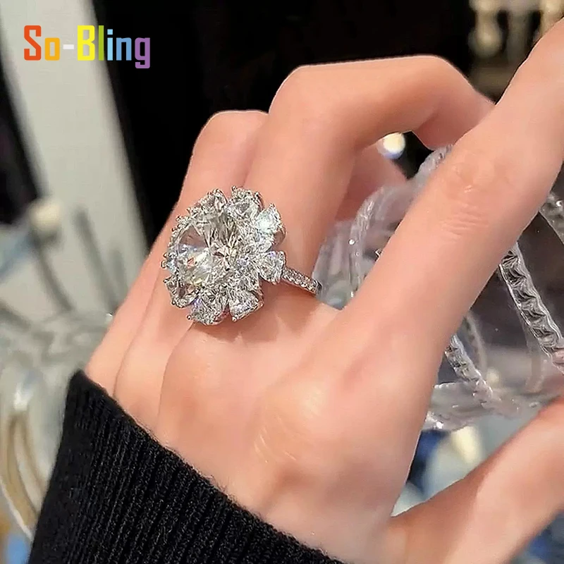 Фото Кольца из стерлингового серебра 925 пробы So-Bling, кольцо с муассанитом 5 карат и сертификатом Gra для женщин, элегантный подарок, ювелирные изделия для вечеринок №2