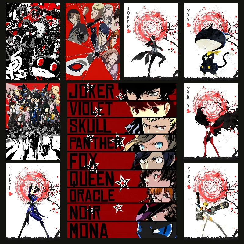 Горячее видео P-Persona Game 5 игровой плакат с основными персонажами самоклеящаяся