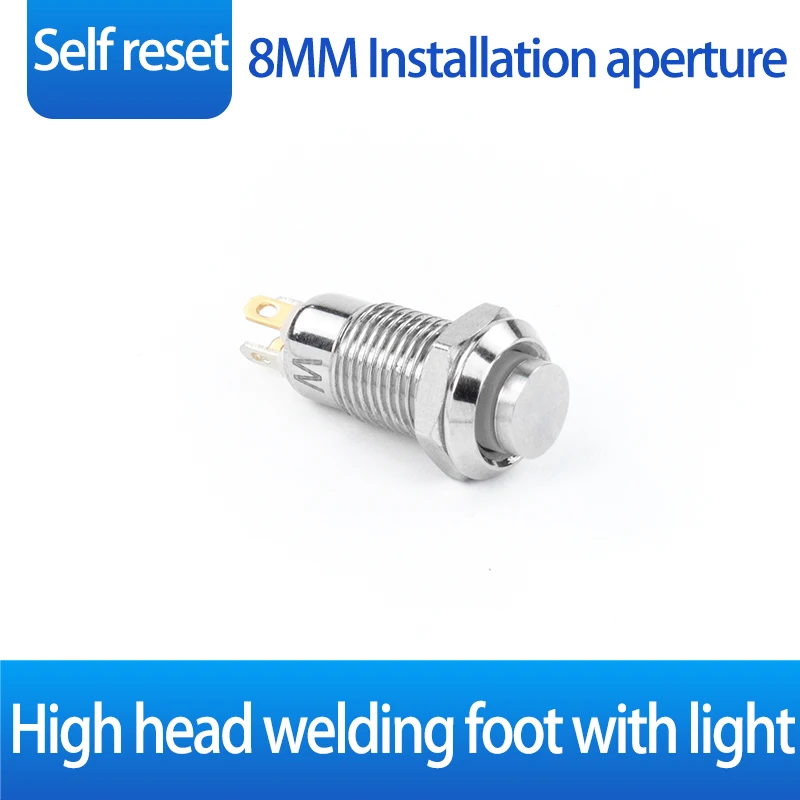 

8/10 мм 1NO кнопочный переключатель Металлический мини-переключатель самосброс пыли водонепроницаемый сварочный ножной окислительный цвет RGBYW черный