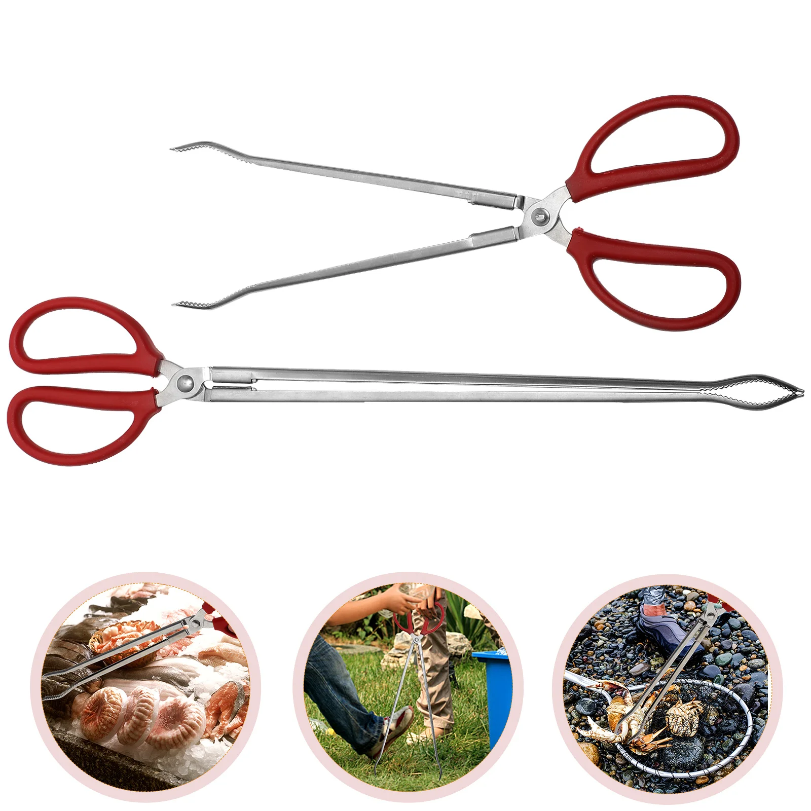 

2 PCS The Collector Mud Fish Clamp Stainless Steel Pick Tool Garbage Tongs Clip