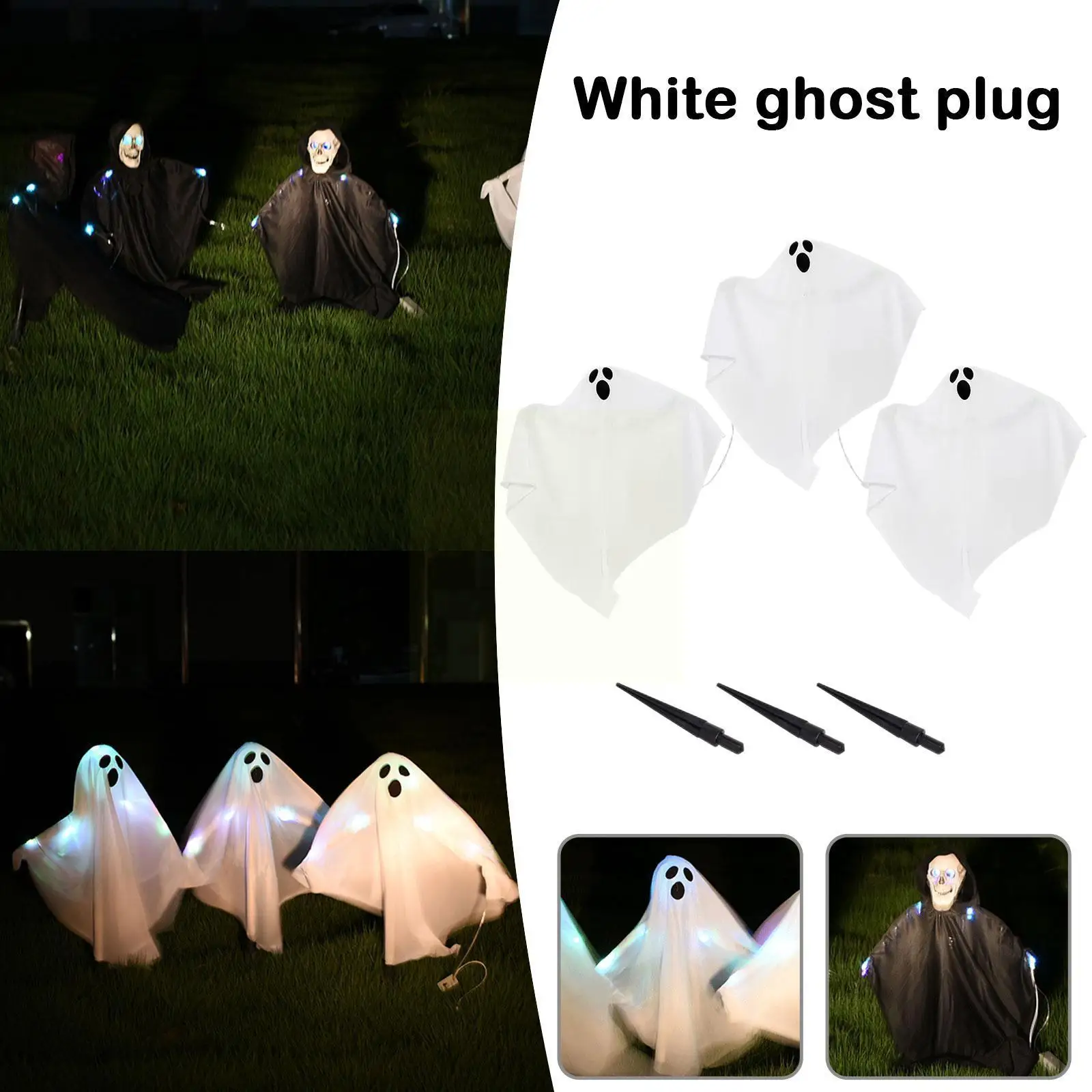 

Halloween Props Colorful Lights To Insert Small Ghosts Decorative White Bar And Haunted Supplies Ghosts Outdoor L9T7 Black C3O8