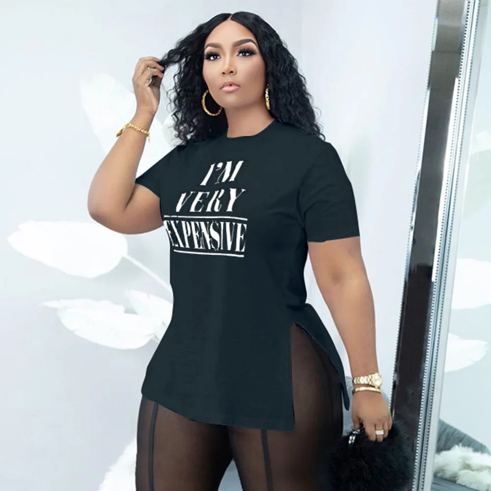 

Женская свободная футболка с коротким рукавом, с буквенным принтом