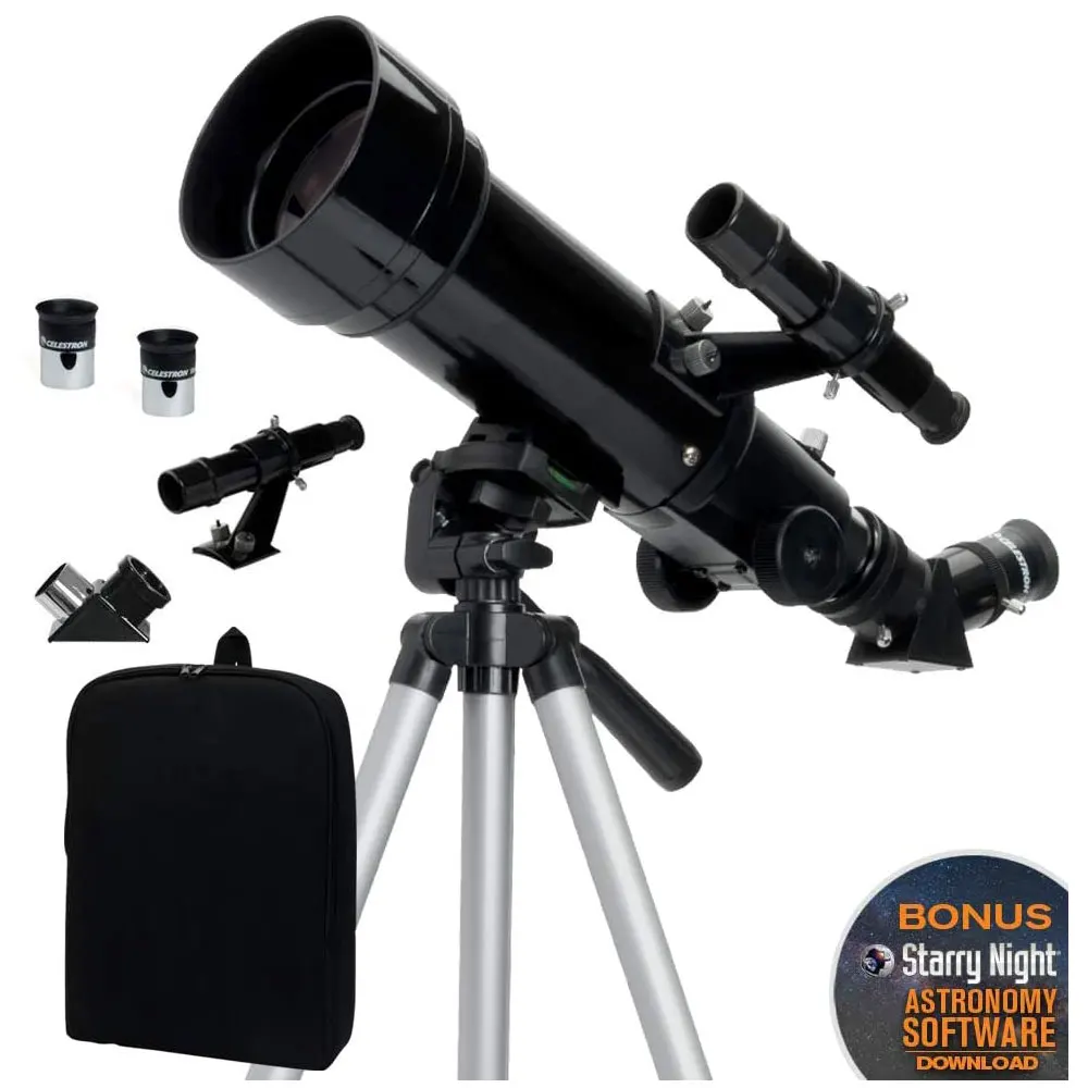 

70mm Travel Scope - Portable Refractor Telescope - Fully-Coated Glass Optics - Ideal Telescope for Beginners - BONUS Astronomy