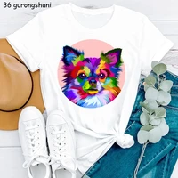 rainbow chihuahua animal print t shirt women funny white tee shirt femme harajuku shirt dog lover tshirt female streetwear