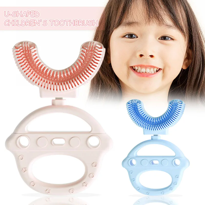 

Manual U Shaped Toothbrush Soft Silicone Brush Head 360° Oral Teeth Cleaning for Toddlers Kids SEC88