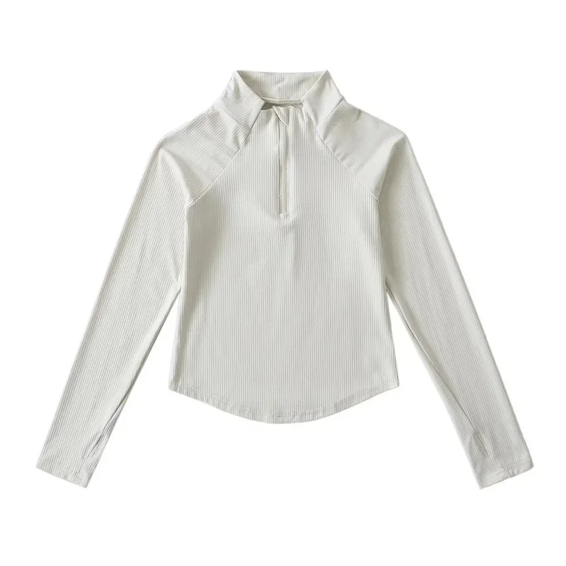 Спортивный воротник-стойка на молнии с длинным рукавом женский базовый слой для