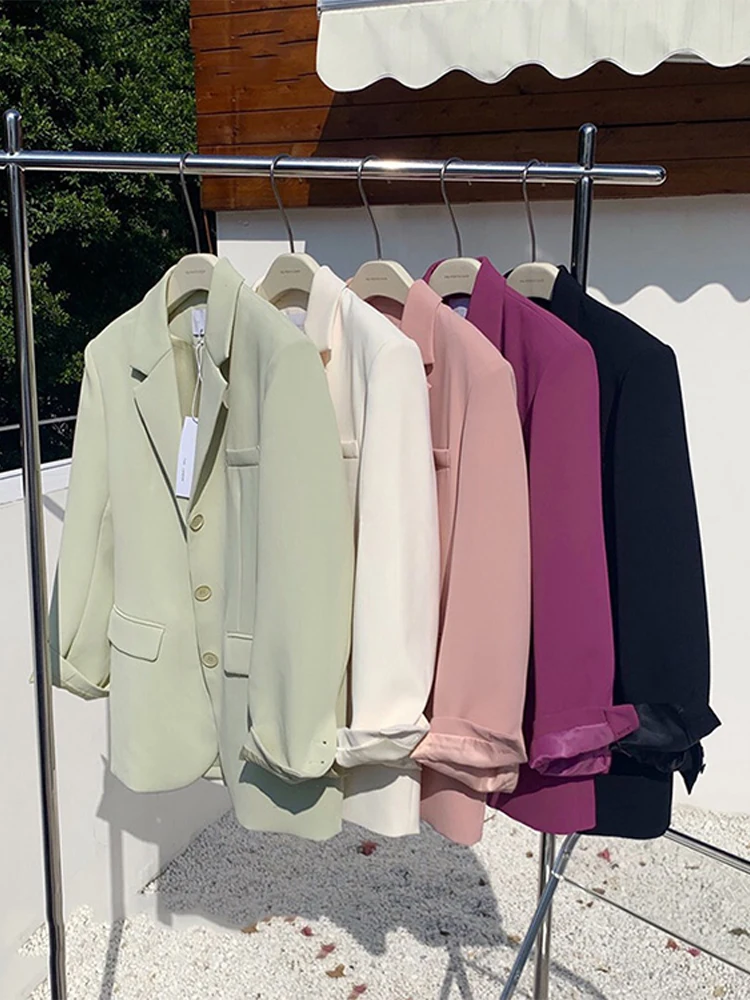 Повседневный блейзер женский свободный модный элегантный милый комплект без