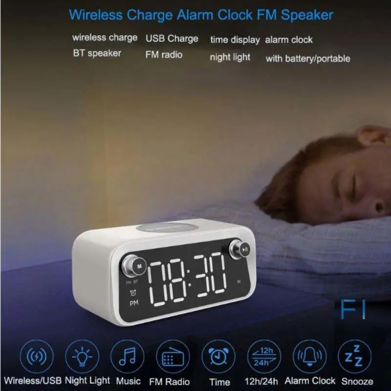 

Wireless Charging Clock Thermometer Snooze Display Time New Style Wireless Charger Function Thermometer Led Digital