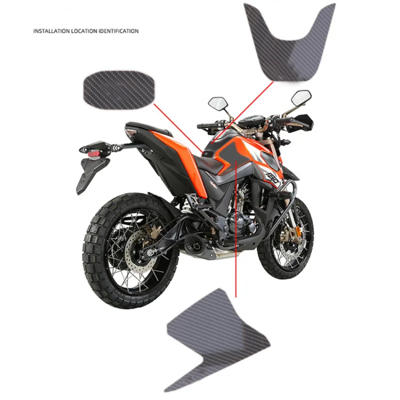 Fuel Tank Paste Modified Cross-country Motorcycle Adhesive Side Decal Carbon Fiber Pattern Fishbone Paste For Zontes Kd150u1