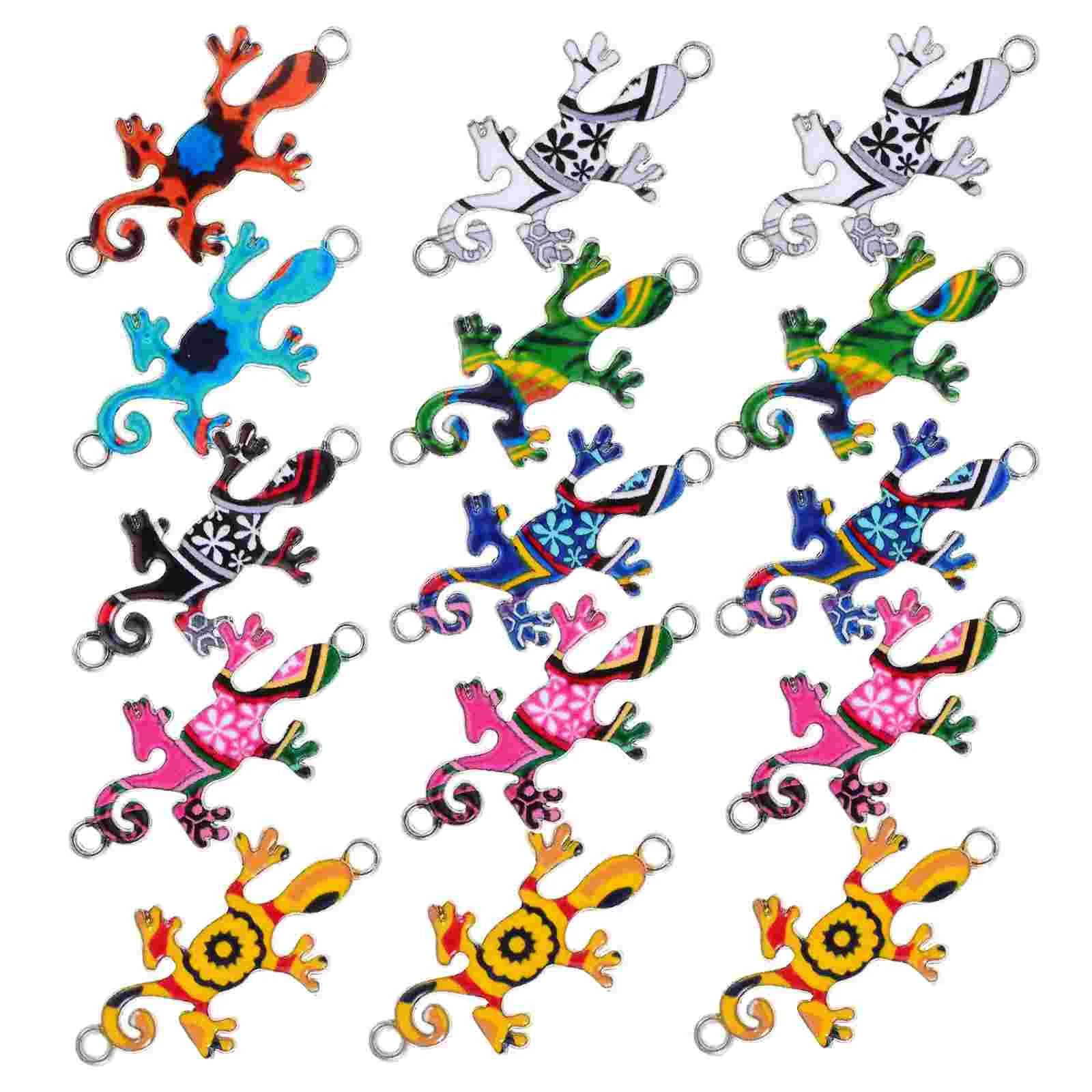 

20 Pcs Keychain Making Supplies Metal Gecko Charms Decor Jewelry Vintage Decorative DIY Alloy Material Making Pendants