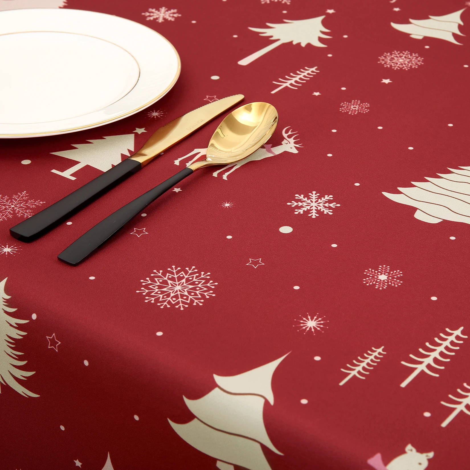 Рождественская скатерть прямоугольная 54x54 дюйма водонепроницаемая зимняя