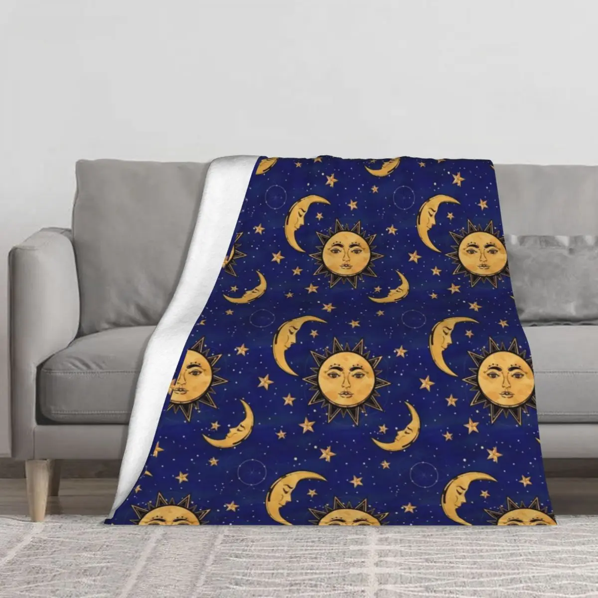 

Забавное одеяло в виде Луны, винтажное солнцезащитное одеяло со звездами в стиле кельеста, индивидуальное одеяло для дивана, Флисовое одеял...