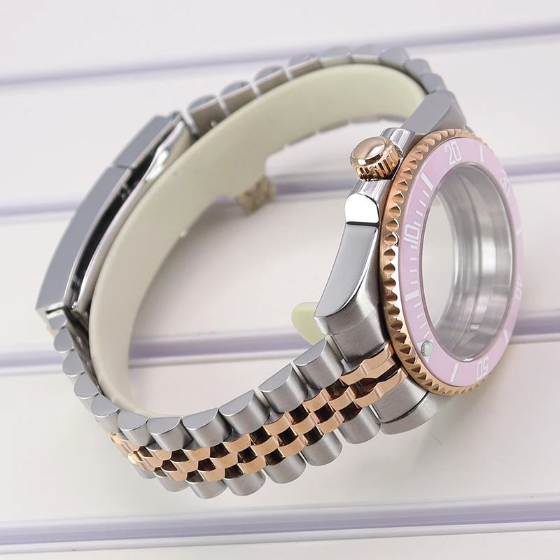 Корпус часов Feiyashi 40 мм сапфировое стекло розовый безель для Seiko NH35 NH34 NH36/34 Miyota 8215 ETA