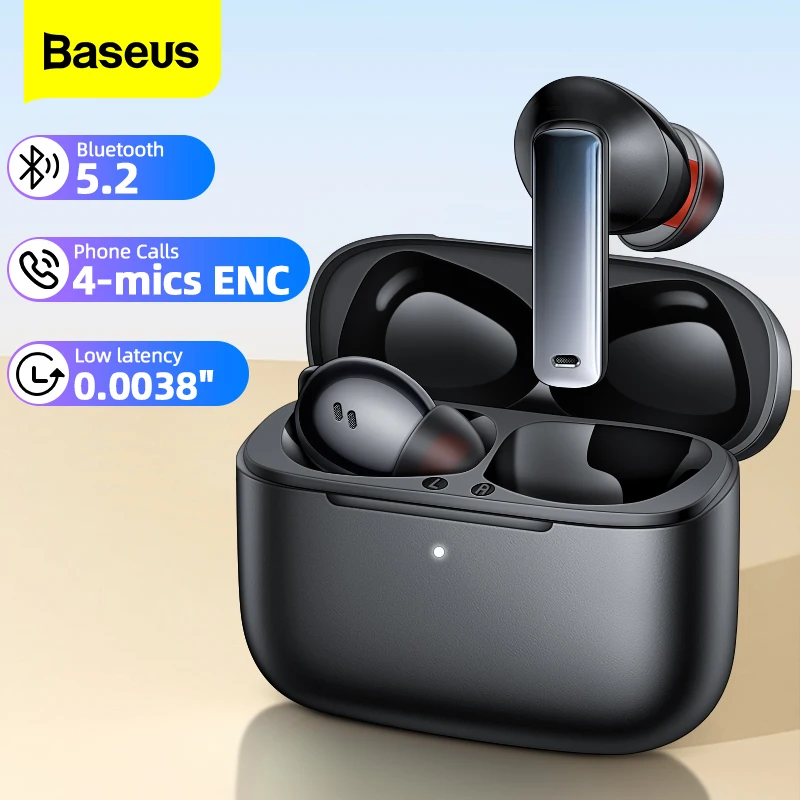 

Baseus M2 ANC TWS Bluetooth 5.2 Earphones Noise Canceling Wireless Sport Headphones With Microphone For Xiaomi Earbuds Headset