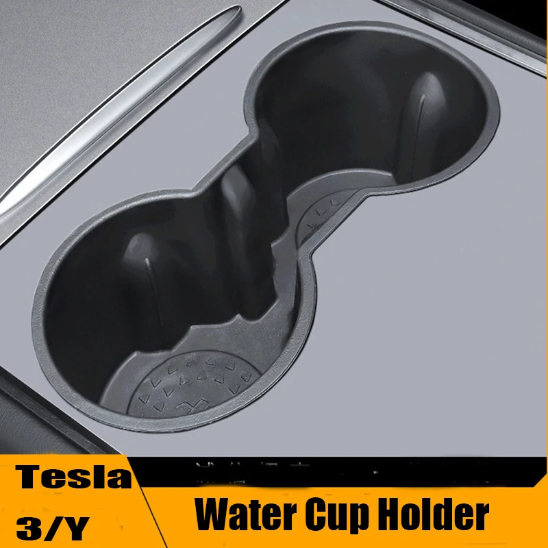 

TPE Water Cup Holder for Tesla Model 3 Car Accessories Water Proof Car Coasters for Tesla Model Y Double Cup Hole Holder