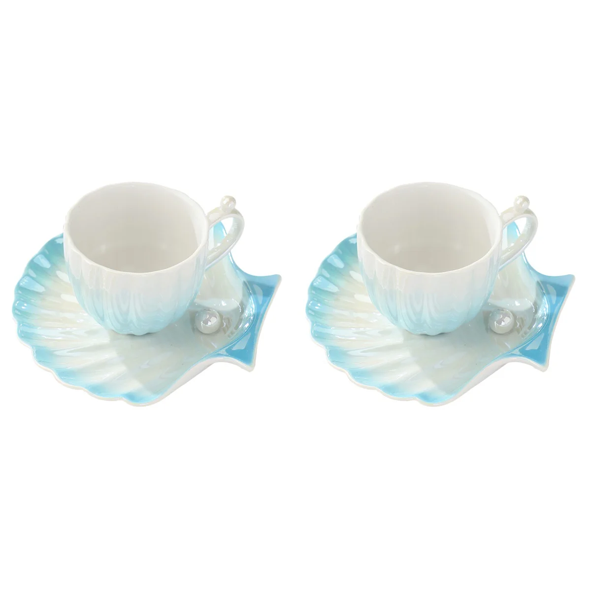 

Cup Coffee Cups Tea Saucers Set Cappuccino Marble Saucer Porcelain Pearl Teacup Mediterranean Afternoon Design Water Shell Sets