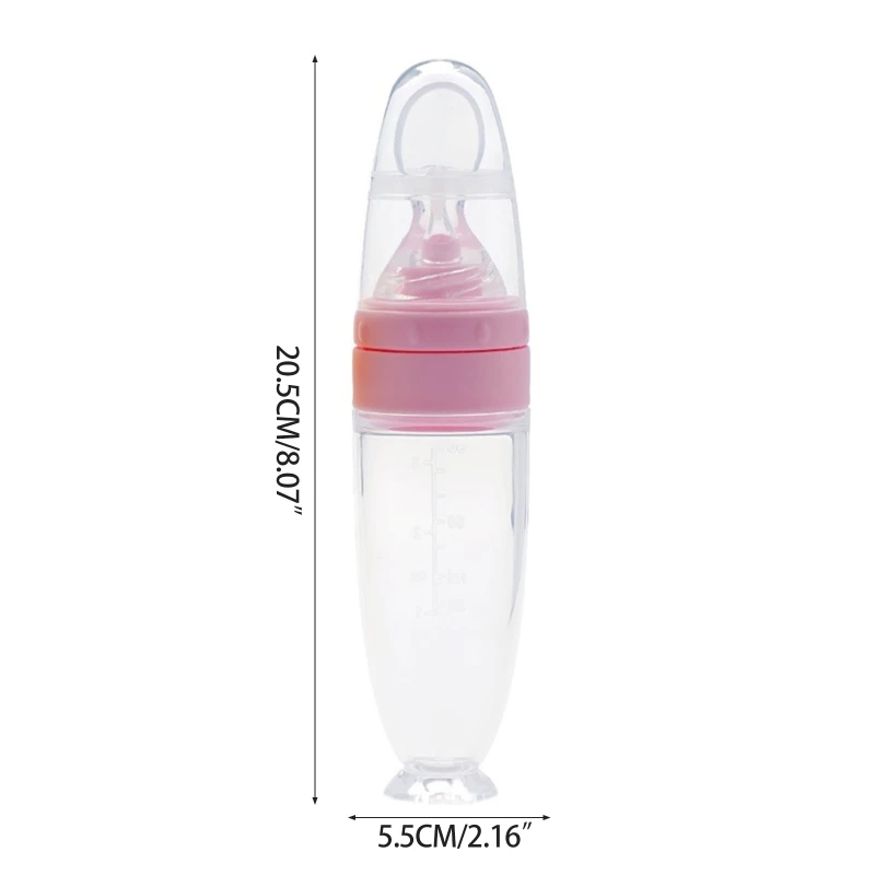 

3oz/90ml Baby Silicone Feeding Bottle Spoon Baby Food Feeder with Standing Base for Infant Food Dispensing Squeeze Feeder Bottle