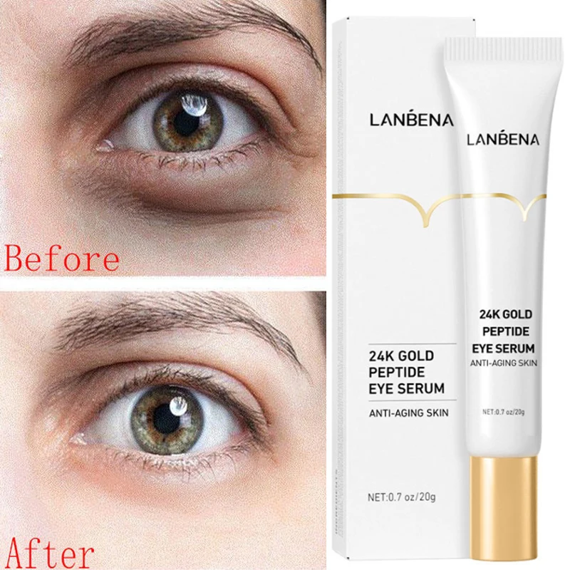 

LANBENA 24K Gold Peptide Eye Serum Reduce Fine Lines Anti-Wrinkle Tighten Skin Fade Dark Circles Puffiness Massage Head Eye Care