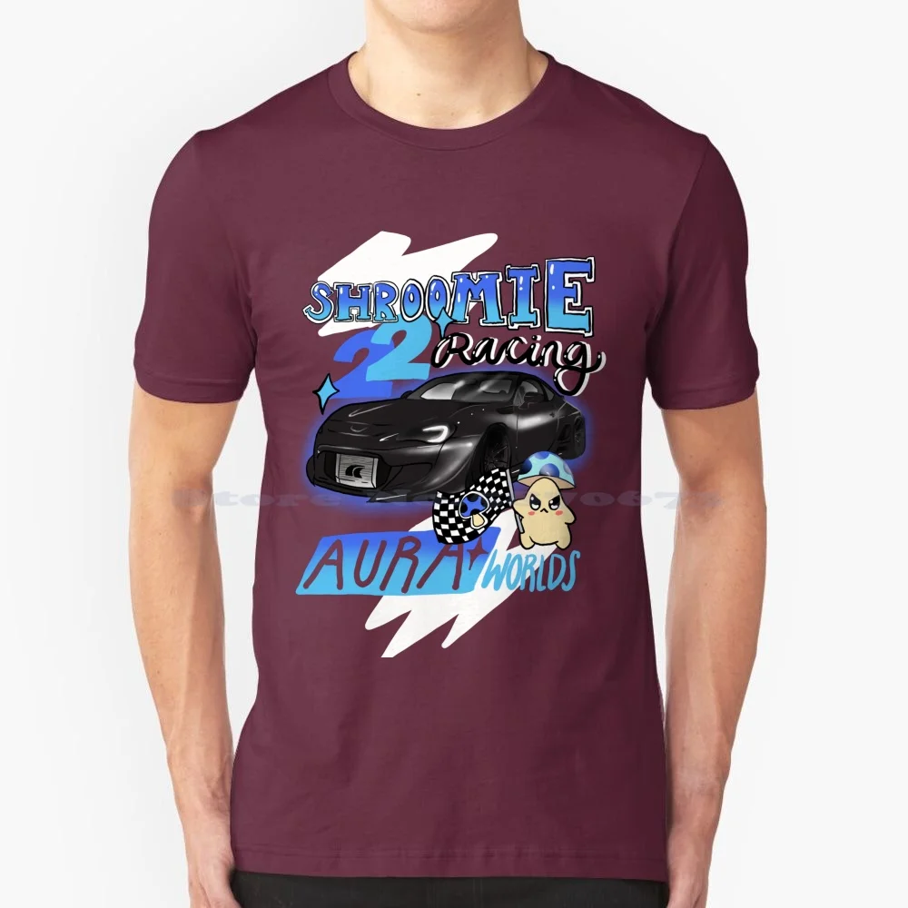 

Shroomie Goes Racing ( Blue ) T Shirt 100% Cotton Tee Cars Cute Character Brz Racing Mushroom Adorable Cool Perch