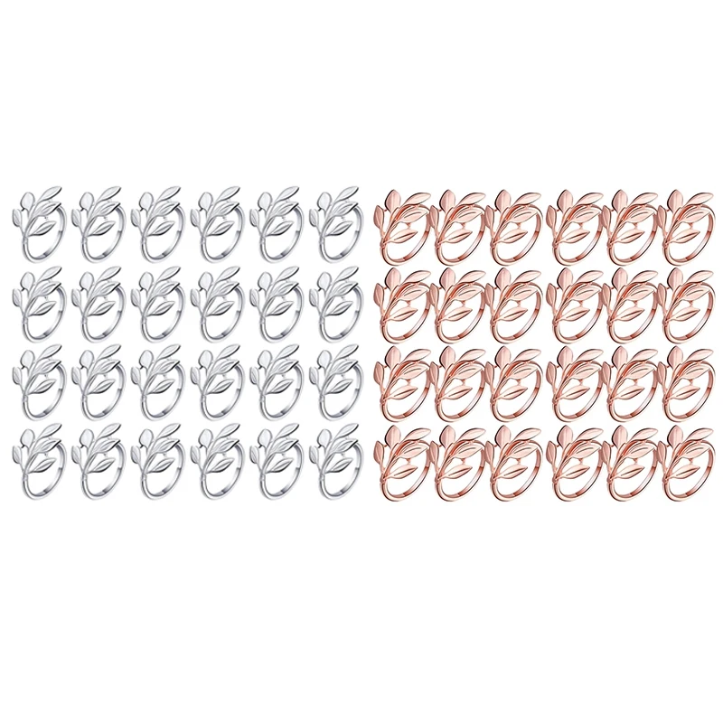

24 Pcs Napkin Rings Leaf Napkin Ring Holders Christmas Napkins Rings Bridal Vintage Napkin Band For Wedding