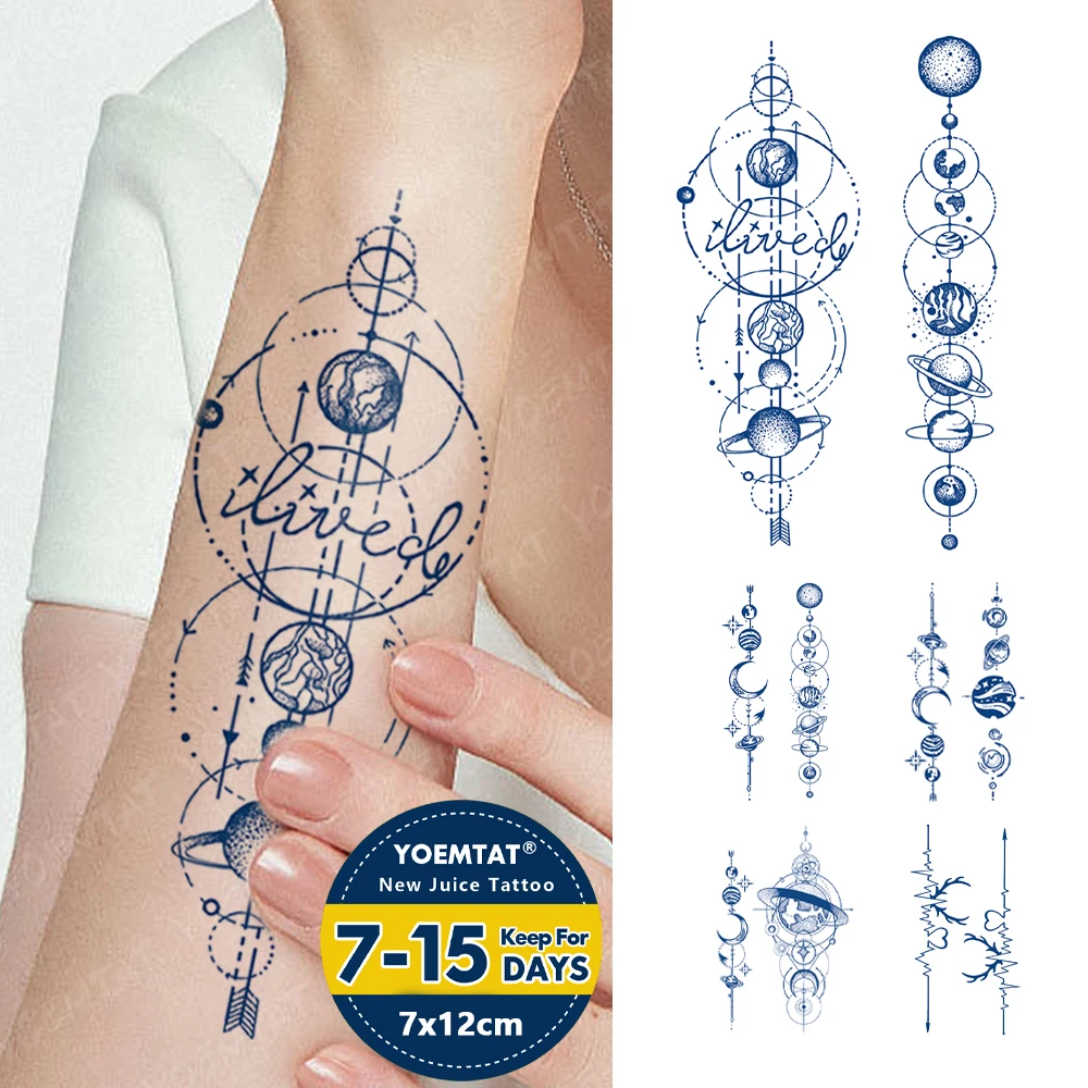 

Стойкая водостойкая Временная тату-наклейка Juice Ink, планета, галактика, Вселенная, Земля для рук, искусственная татуировка, боди-арт для мужчин и женщин