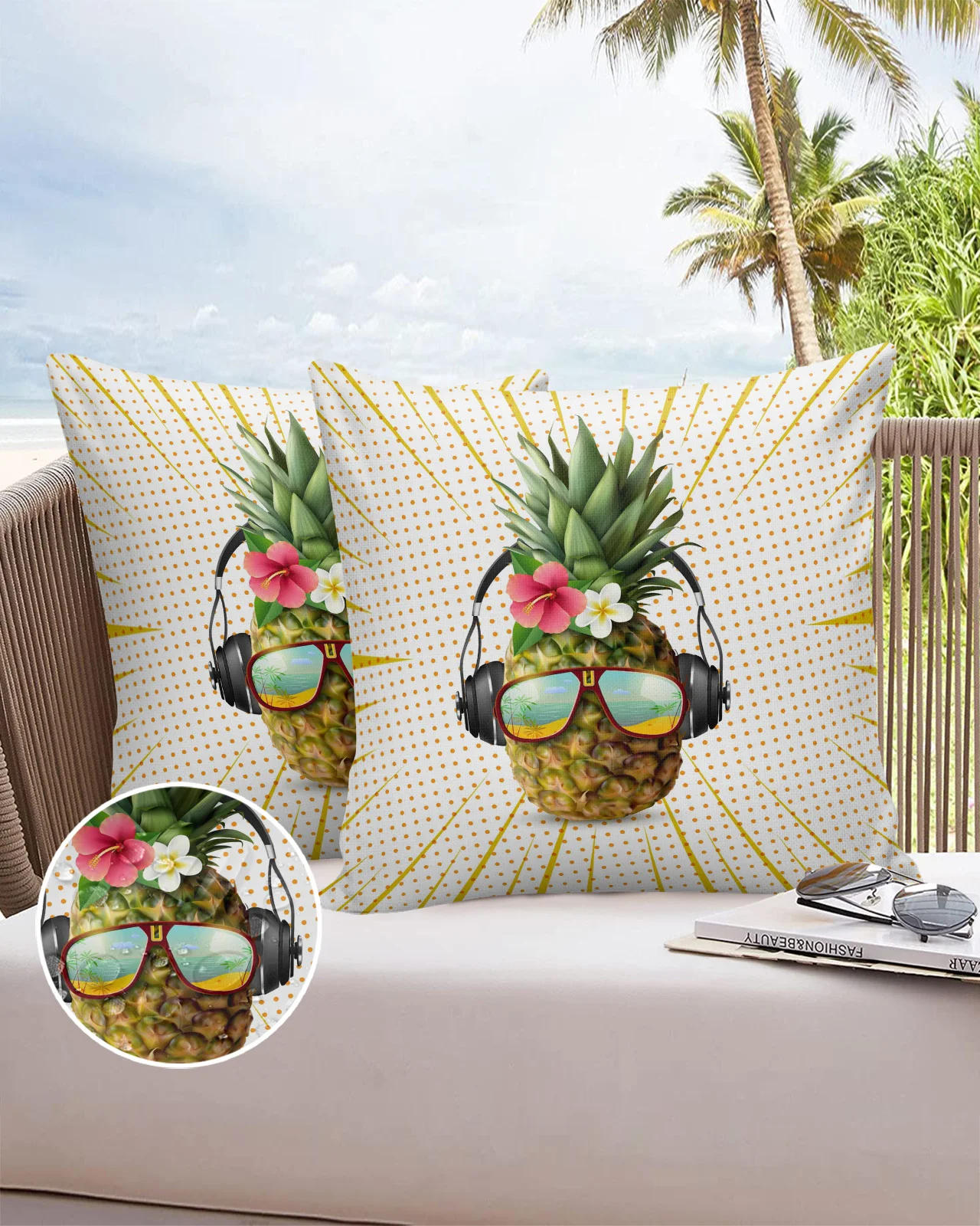 

Tropical Pineapple Summer Printed Home Sofa Pillowcase for Living Room Balcony Glasshouse Decor Office Cafe Wrist Cushion Cover