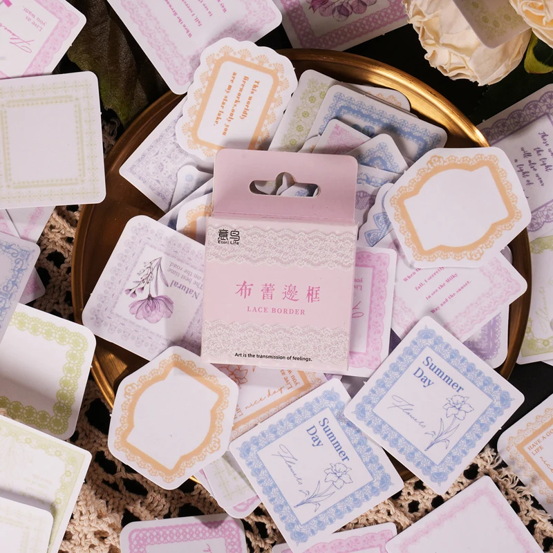 

10/25/46PCS Color Frame Sticky Sticker Aesthetic Children's Korean Decoration Scrapbooking Stationery School Supplies for Kids