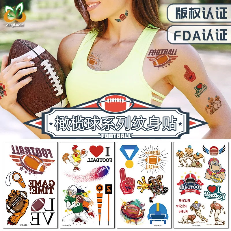 

2Pcs Cartoon Basketball Rugby Football Baseball Temporary Tattoo Stickers Baby Shower Kid Body Sticker Tattoos Sport Party