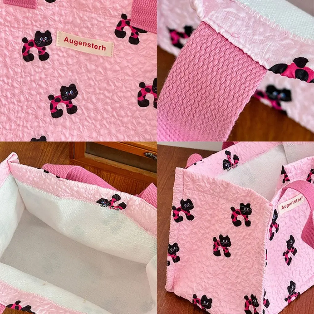 Тканевая сумка для обеда с мультяшным котом большая вместительная в корейском