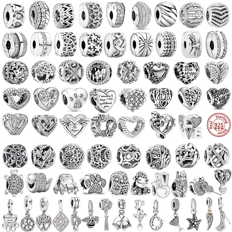 Nuovo 925 Argento Quadrifoglio Gatto Cane Animale Ciondolo Famiglia Clip Perline Fit Originale Pandora Braccialetto Di Fascino Gioielli Di Moda Fai Da
