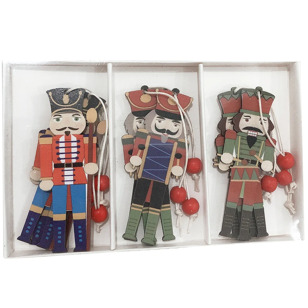 

9pcs Colored Painting Pendant Nutcracker Soldier Hanging Decor Wood Pendants