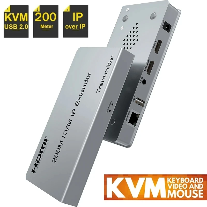 200 м HDMI KVM IP удлинитель по UTP/STP RJ45 Ethernet Cat5e/6 кабель HDMI USB удлинитель многоканальный каскад Поддержка мыши клавиатуры