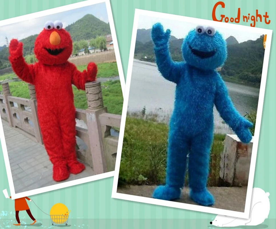 

Blue Cookie Monster Mascotter Elmo Mascot Costume Adult Cartoon Character Outfit Commercial Street Play Games Animal carnival