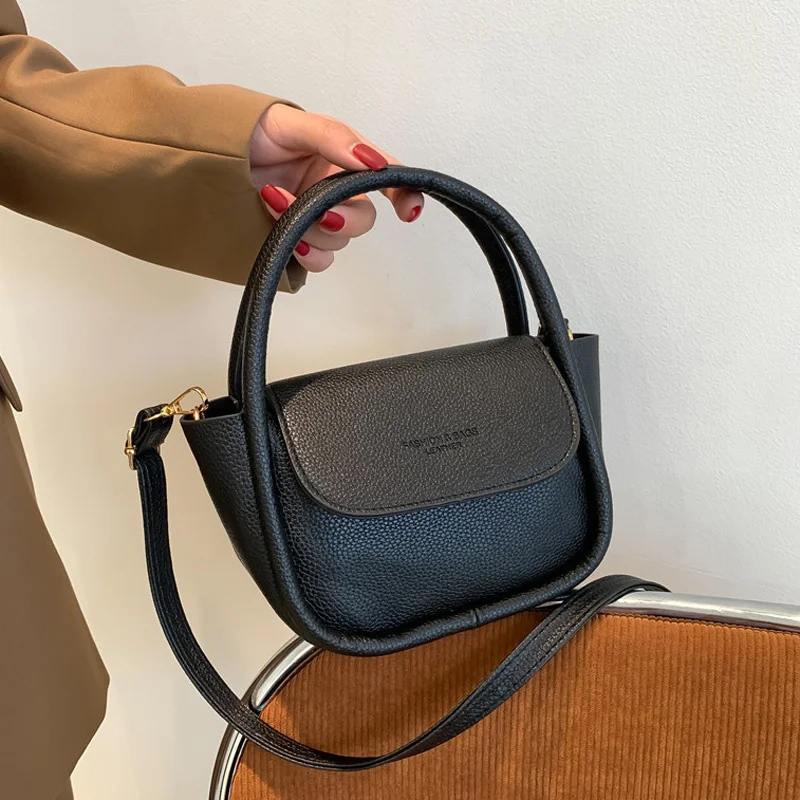 

Textured Pu Leather Handbags Designer Women Shoulder Bag Solid Small Top-handle Bags Crossbody