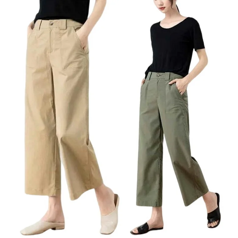 

Брюки женские хлопковые с широкими штанинами, тонкие повседневные штаны до щиколотки, хорошего качества, весна-лето