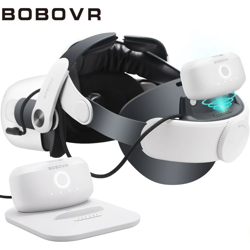 BOBOVR M2 Plus Elite Head Strap with Twin Battery with Magnetic Charging dock Combe Fast Charging for Oculus / Meta Quest 2