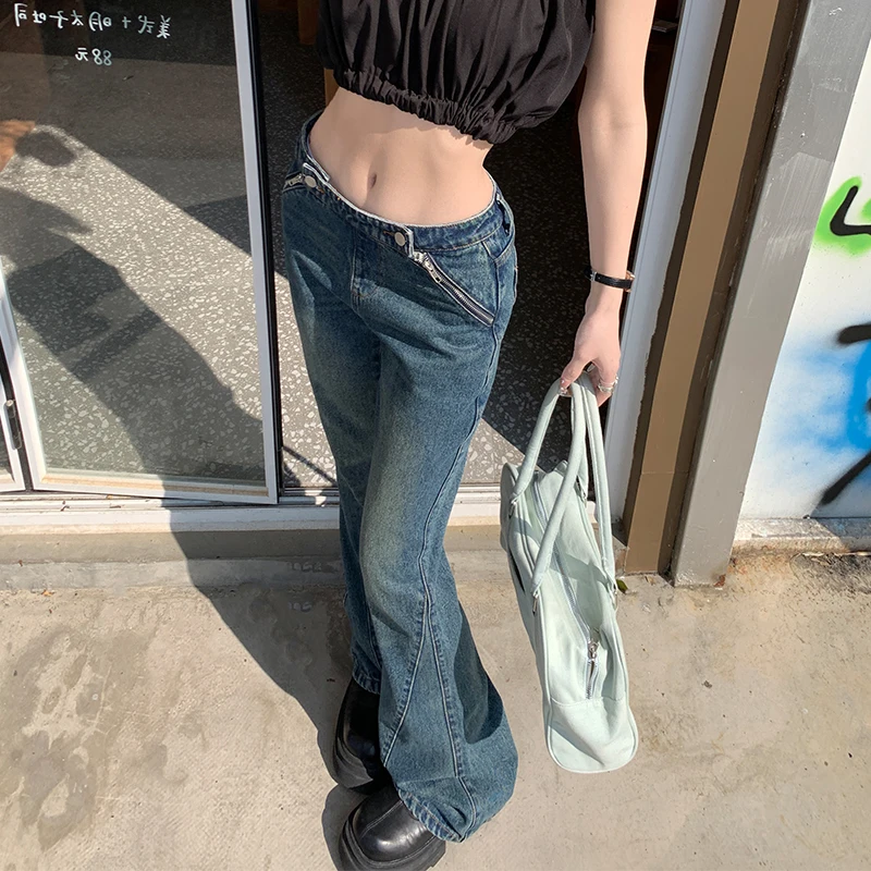 WCFCX STUDIO высокой талией расклешенные джинсы Американская Ретро Мода Широкие брюки