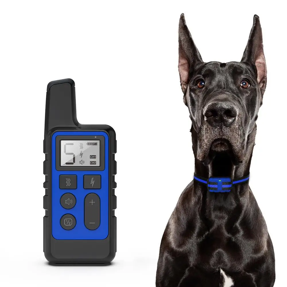 

Ошейник для дрессировки собак, электронный ошейник с удаленным управлением, вибрацией, звуком и электрическим током, водонепроницаемые тов...