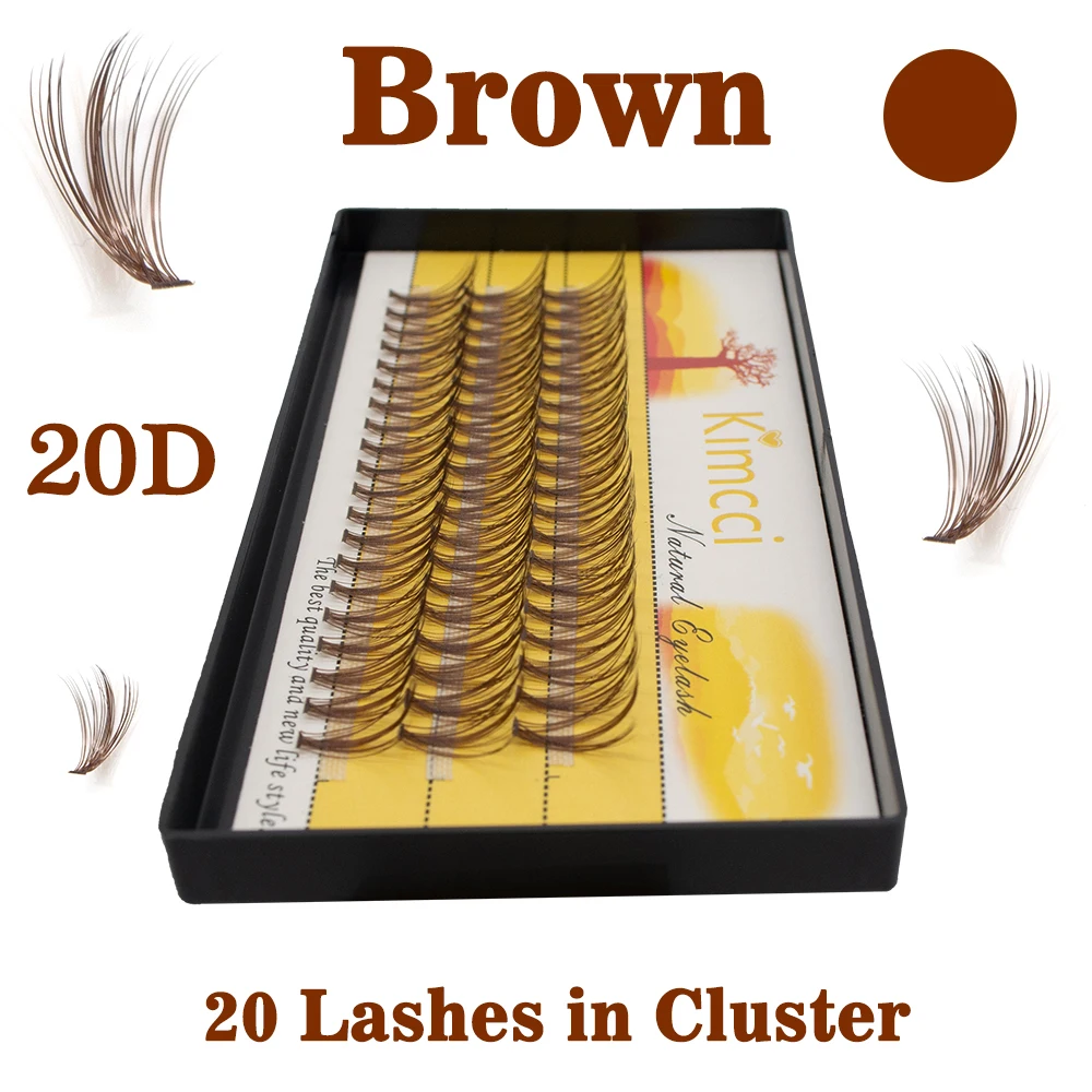 brown 60 Bundles Natural 3D Eyelash Extension Russian Volume Faux Mink Eyelashes Individual 20D Cluster Lashes Makeup Cilia TOP