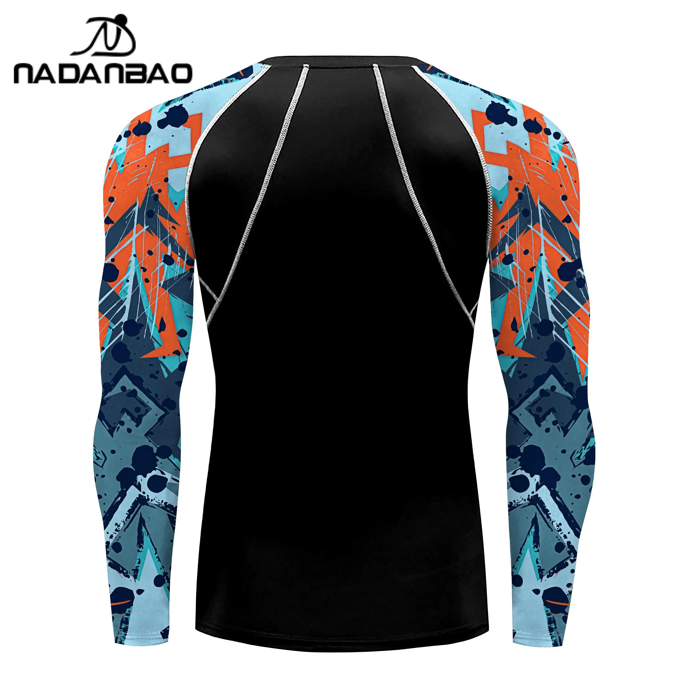 NADANBAO  Long Sleeve Surfing Rash Guard Swimwear Beach Wear Men Printed Bathing Shirts Swimming Sun Protection Breathable Tops