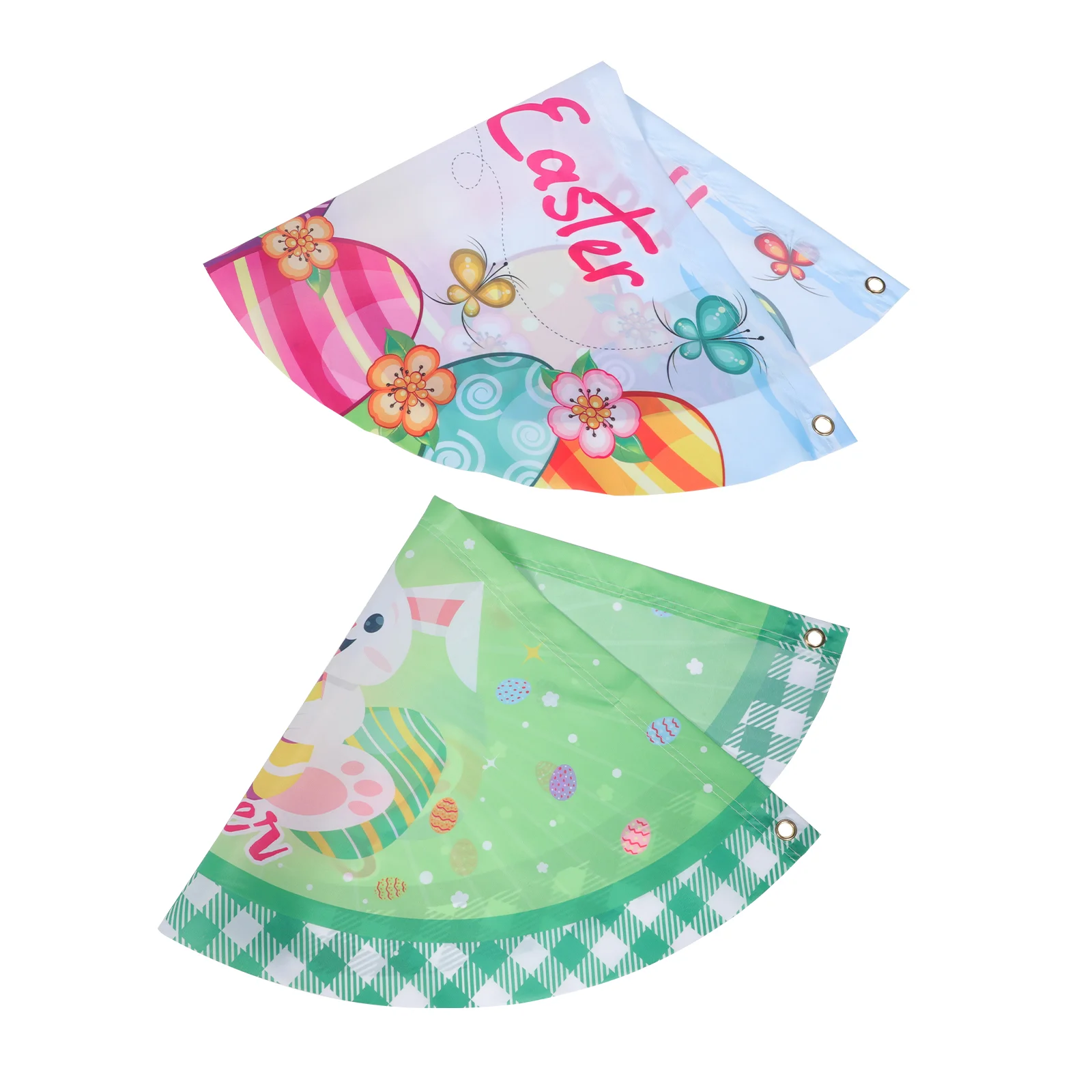 

2 Pcs Easter Fan Banner Flags Decoration Outdoor Sector Supplies Decorative Garden Polyester