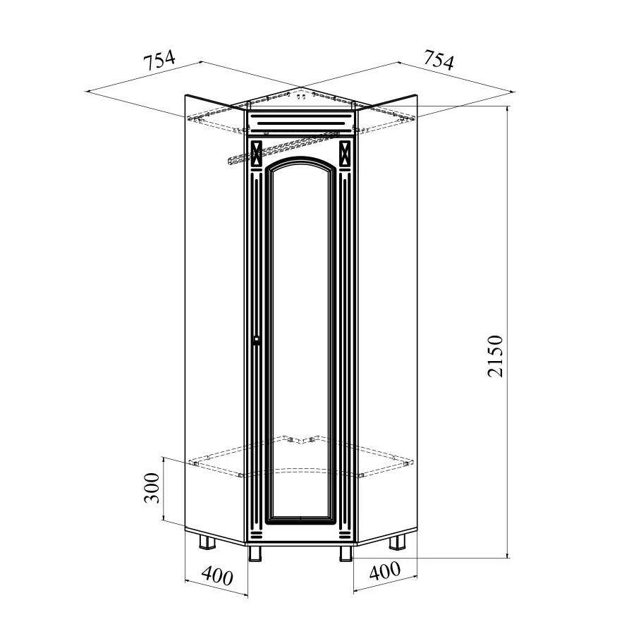 Шкаф угловой Compass Элизабет ЭМ-1 левый |
