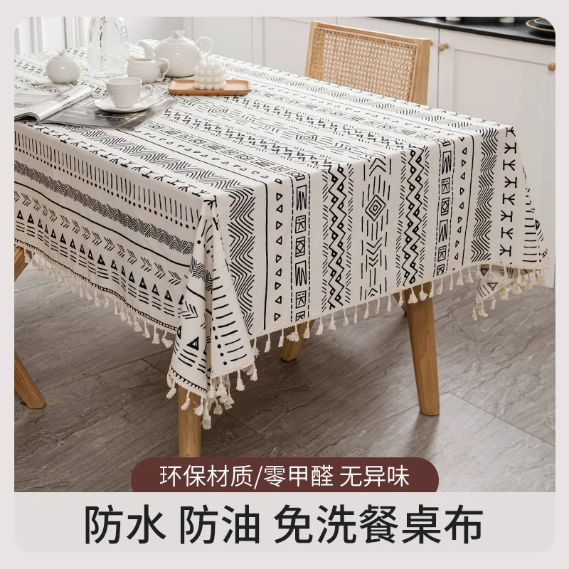 

Bohemian tablecloth cotton linen waterproof printed rectangular coffee table